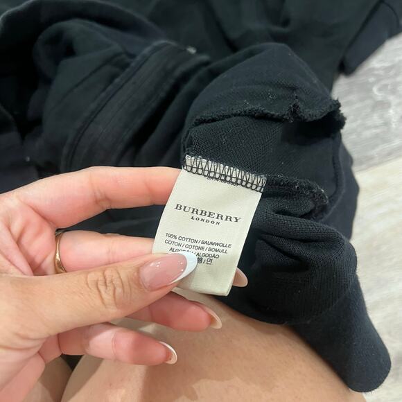 Burberry London Black Cotton Check Collar Zip Up Sweater Medium - Picture 4 of 8